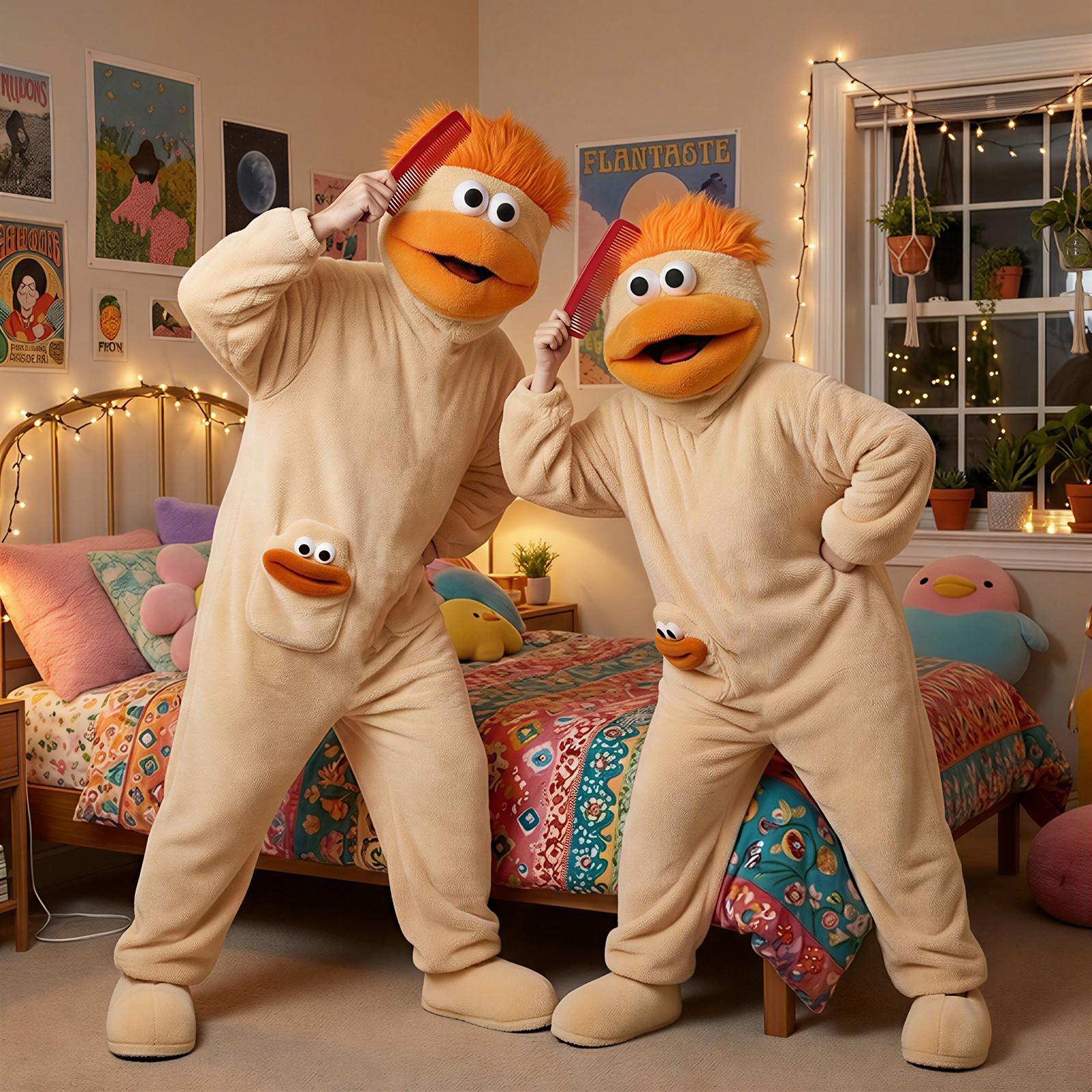 Cute Onesie Set, Warm Loose Comfortable Hooded Flannel Pajamas, Perfect for Casual Fun Parties, 3-Piece Set Includes Robe + Comb + Shoes