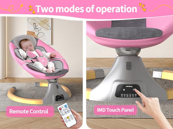 Baby Swing for Infants, Electric Bouncer for Babies, Portable Rocker Bouncer for Newborn Boy and Girls, 5 Speeds, 10 Lullabies, USB & Battery Operated, Indoor & Outdoor Use (Battery not included）
