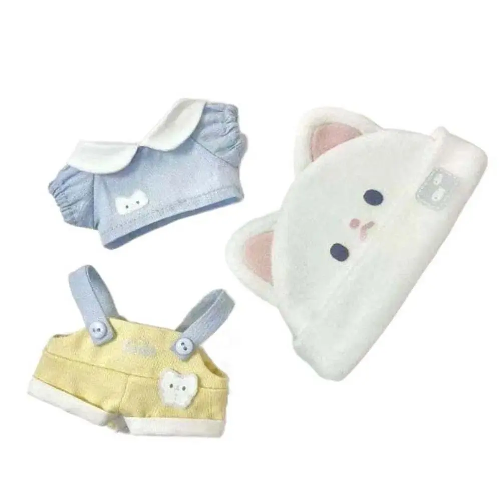 1 set Cat Hat 10cm Cotton Doll Clothes Suit Mini Doll Clothes Outfit Creative Strap Pants Doll Dress Up Set 10cm Cotton Doll