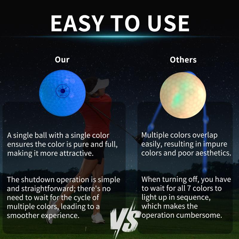 MYKUJA 6pcs Golf Light-controlled Balls, Premium Rubber Material, Flashlight Controlled Switch, Perfect Night Golf Accessory, Fun Gift for Golf Lover