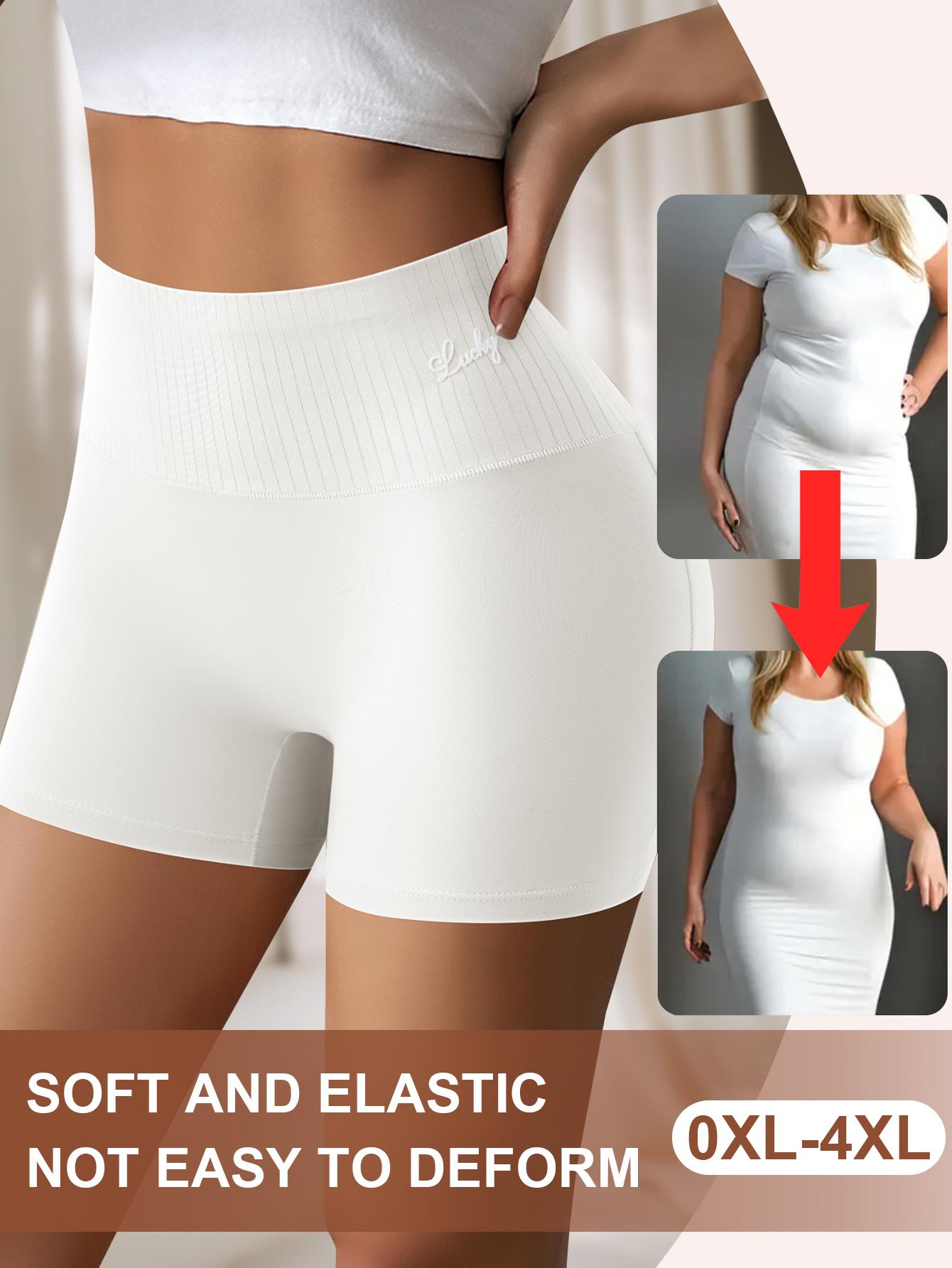 QUASTI 4/5 Pack Ribbed Waist Spliced Safety Shorts, High Waist Anti-Chafing Slip Shorts Under Dresses Women Daily Layering Shorts S-4XL Fit Minimalist