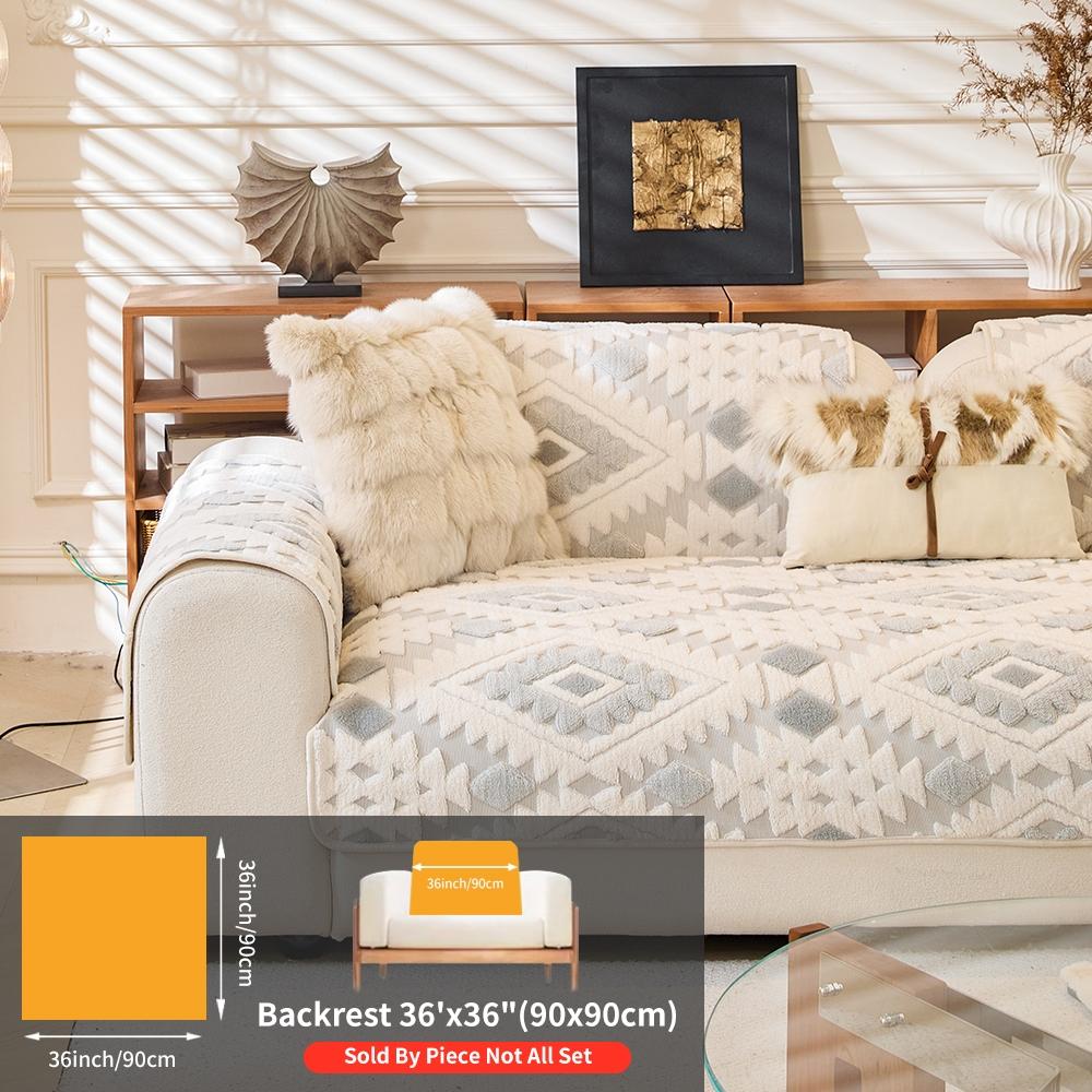 Plush Anti-Slip Dustproof Cat Scratch Sofa Cushion Cover, Reusable All-Purpose Winter Mat, Warm Plaid Design, Sofa Couch Protector, Sofa Couch Covers, Home Decor, Sofa Slipcover, Washable Sofa Slipcover