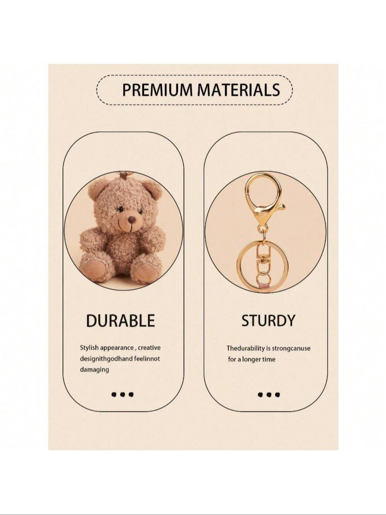 Cute Plush Teddy Bear Keychain, Car Keychain, Couple Plush Keychain, Keychain For Bags, for Car Keys, Mobile Phones, Cameras, Wallets, ID Cards, Badges