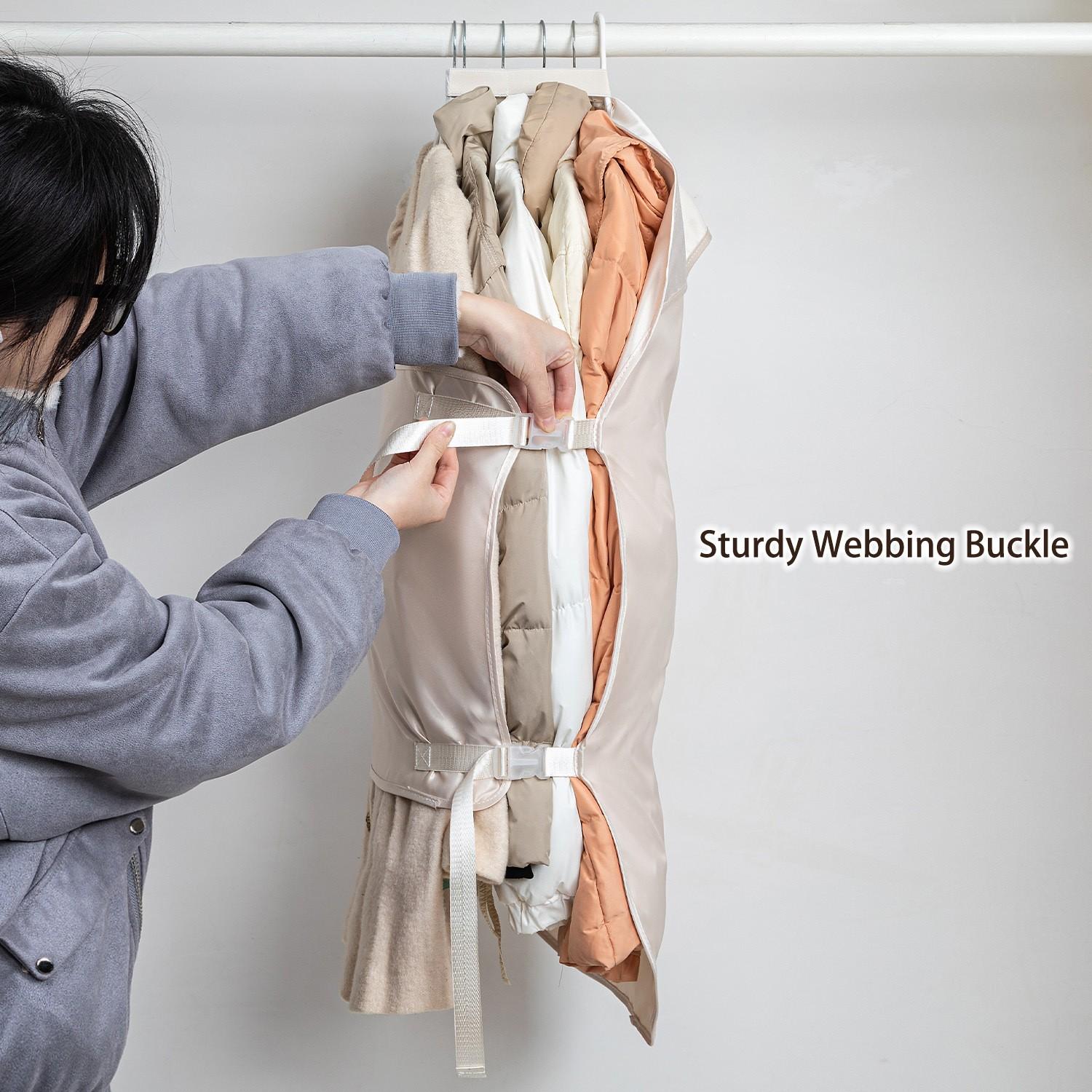 Clothes Compression Storage Board - Foldable Garment Protector with Compartment Covers, Wardrobe Hanging Storage Bag for Down Jackets, Suits, and Wedding Dresses. Hook-and-Loop Compression Hanging Storage Bag, Compression Garment Storage Protective