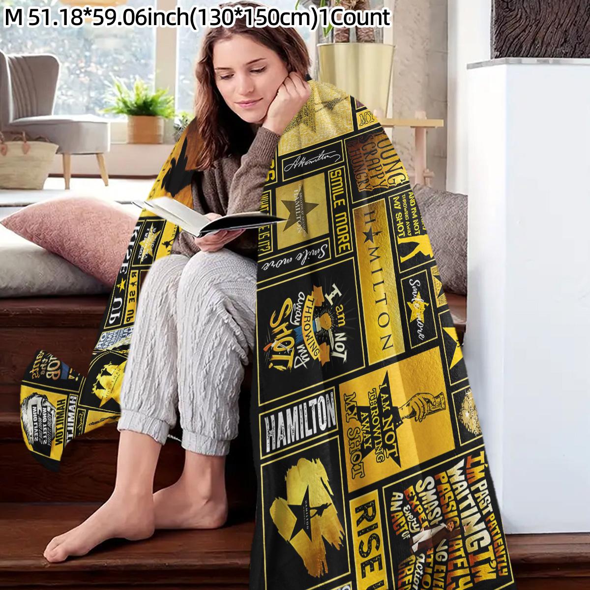 Hamilton Musical Theme Flannel, Soft Skin-Friendly, Warm, Retro Modern Style, Perfect for Daily Use, Art Lover Gift, Soft Cozy Blanket, Stylish Blanket