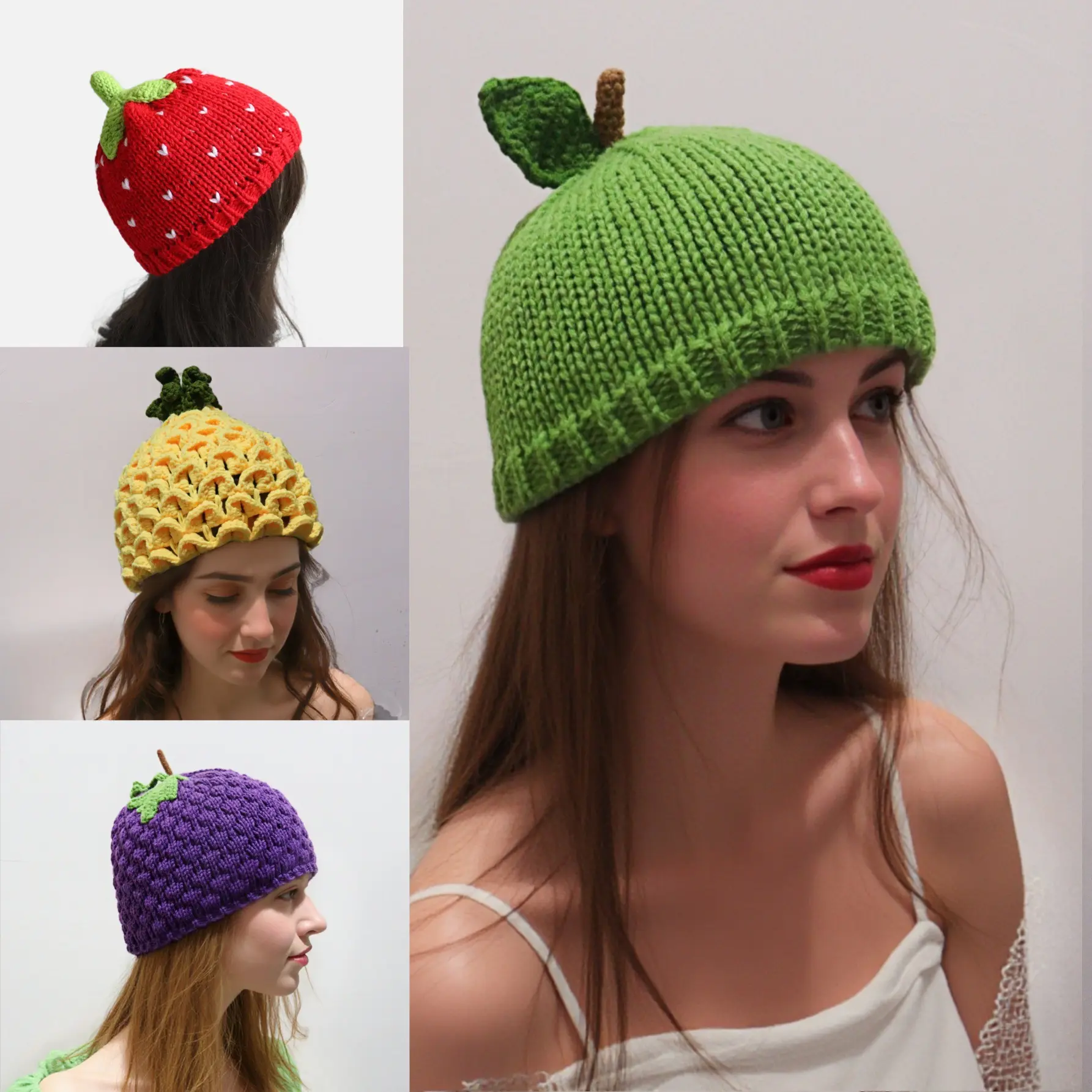 Fruit Hat Handmade Knitted Girl Cute Wool Hat Versatile Casual