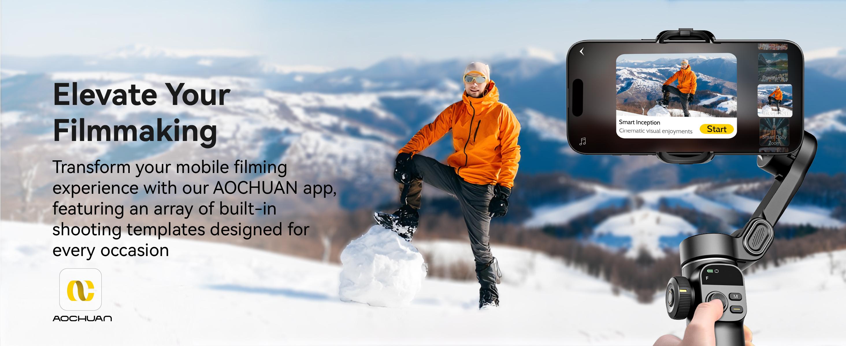 AOCHUAN Gimbal Stabilizer for iPhone, 3-Axis Smartphone Gimbal Built in 7.8' Extension Rod, Portable Gimbal Stabilizer w/OLED Display for iPhone/Android, Perfect for TikTok YouTube Vlogging-Smart X2 Black