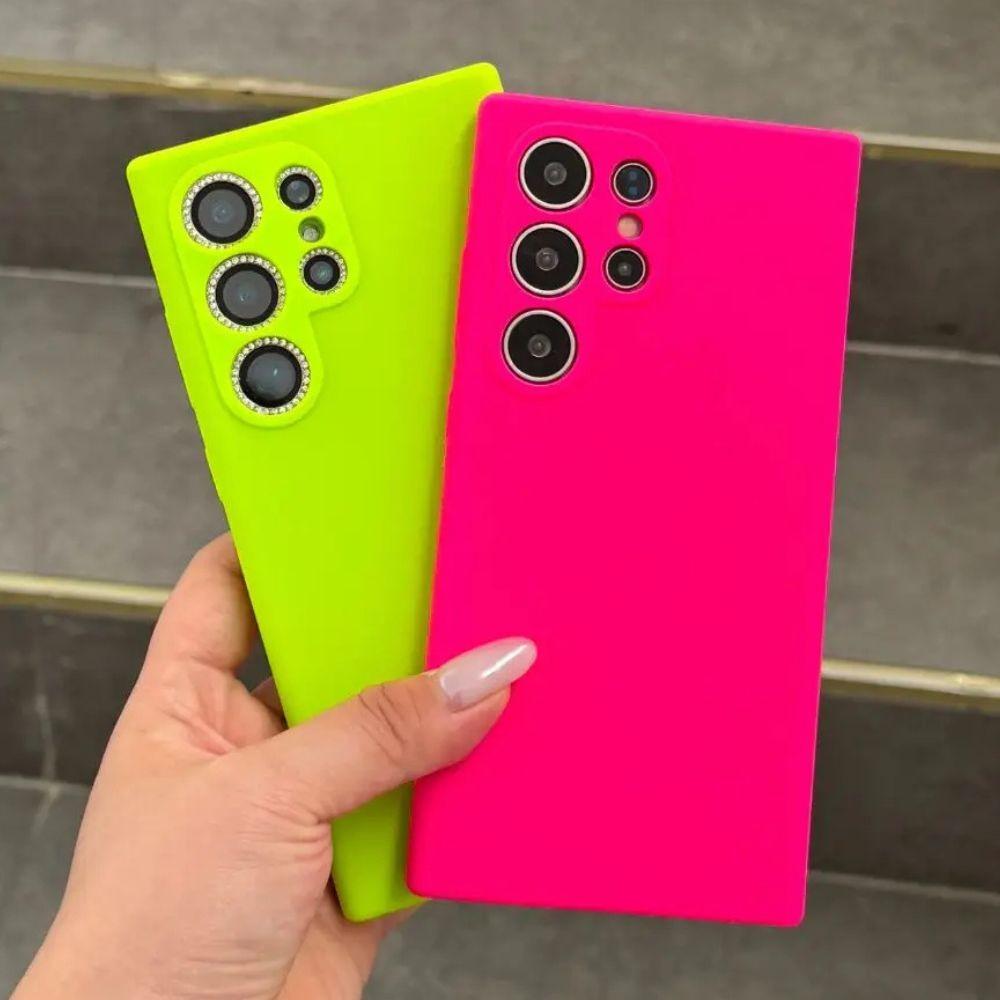 Fluorescent Liquid Silicone Phone Case for Samsung S26 Ultra S25 S24 S23 Ultra, Anti-Drop Soft Edge Cover, Protective Shell