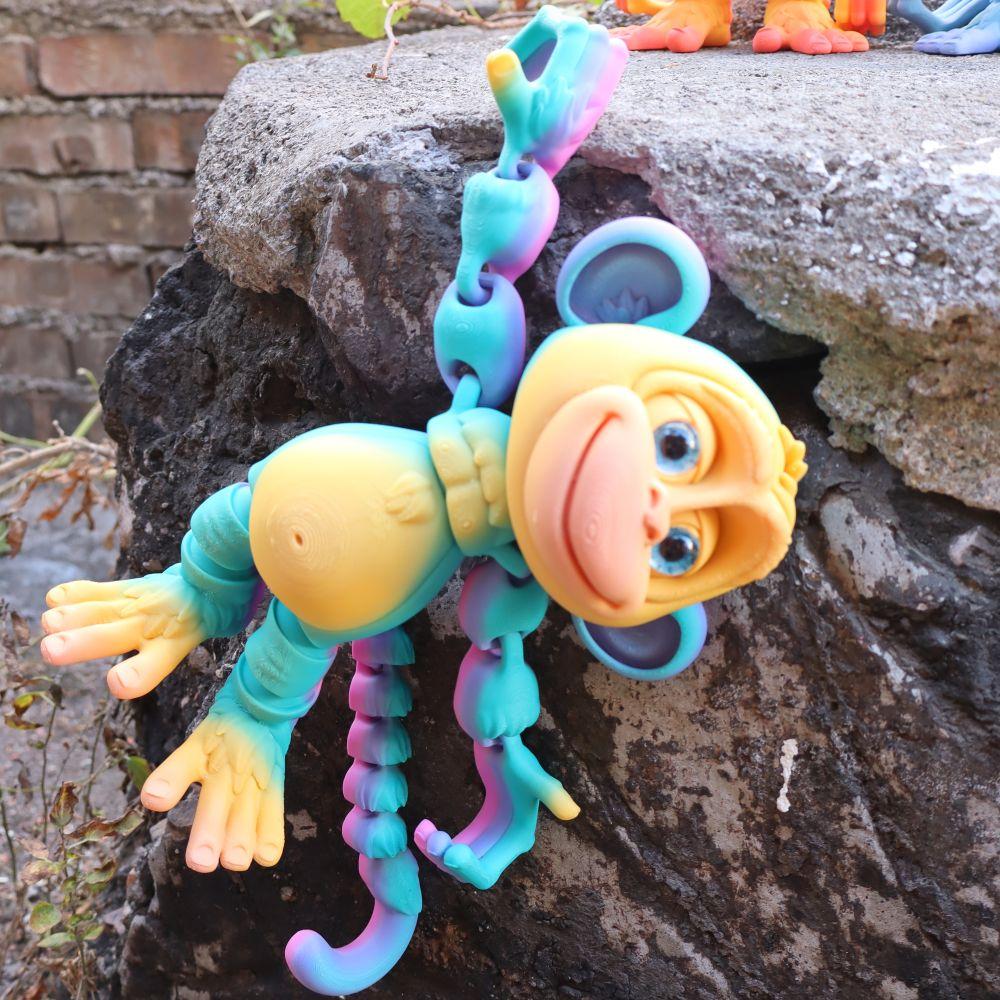 3D Printed Climbing Monkey Statue, Articulated Monkey Figurine, Realistic Eyes Home Decor, Perfect for Halloween Christmas Gifts, Birthday Present, Animal Figurine