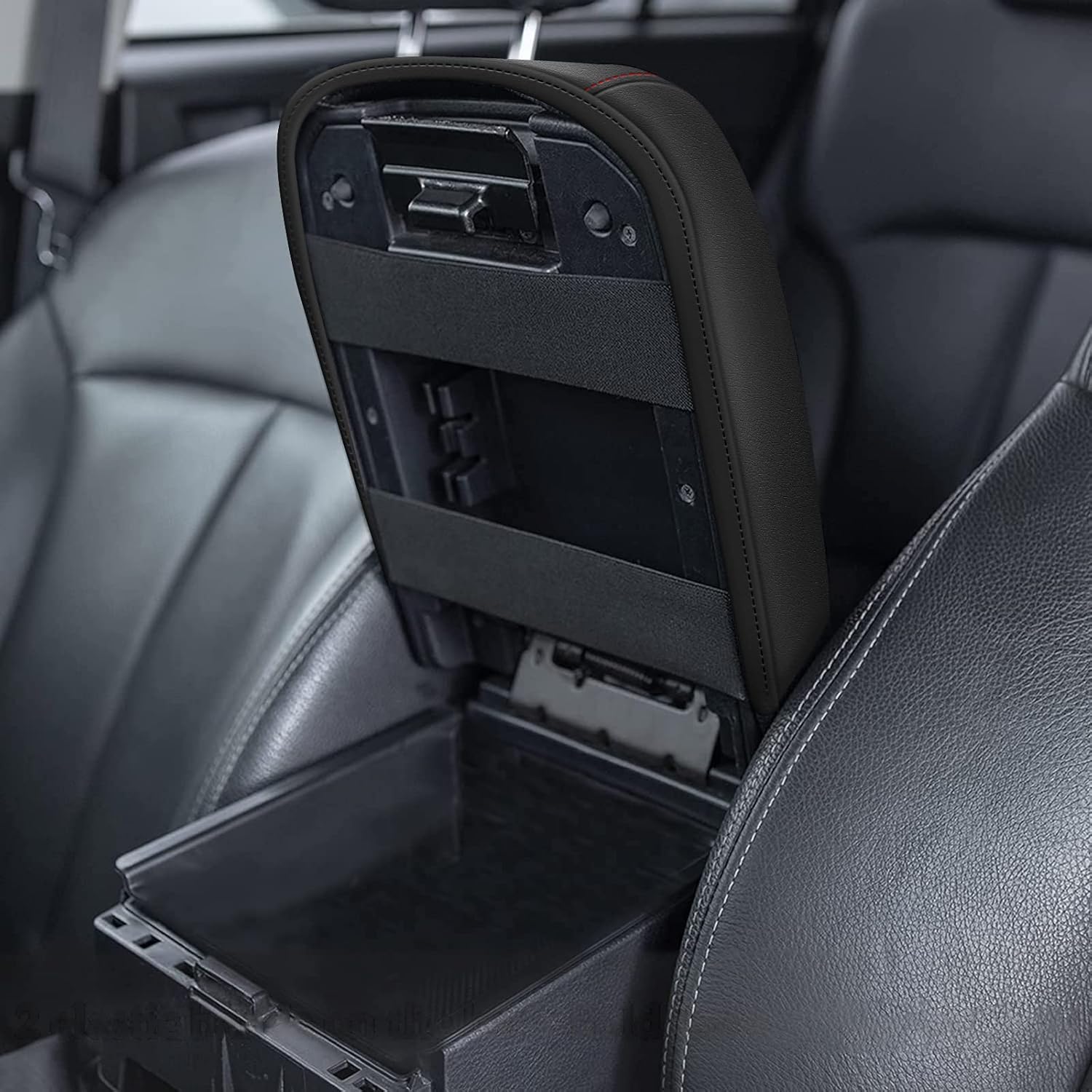 Console Armrest Cover for 2016-2023 Toyota Tacoma | Black with Red Stitches - Custom Fit & Stylish Protection Car Seat Protector Truck Cushion Protector