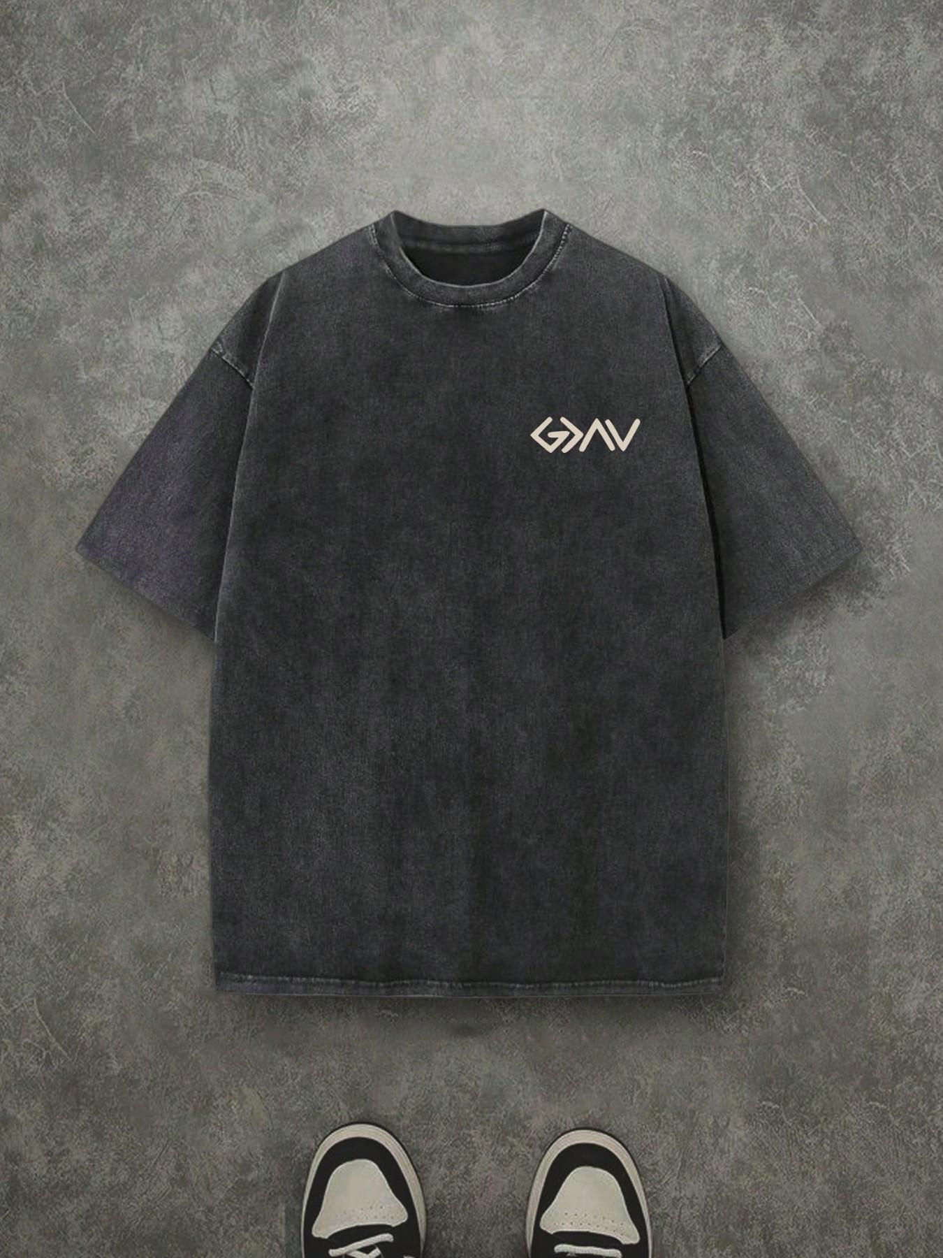 Vintage Washed Loose Fit T-Shirt, Dual-Sided Mountain Cross Print, Y2K Retro Street Style, Unisex Casual Top, All Seasons Wear