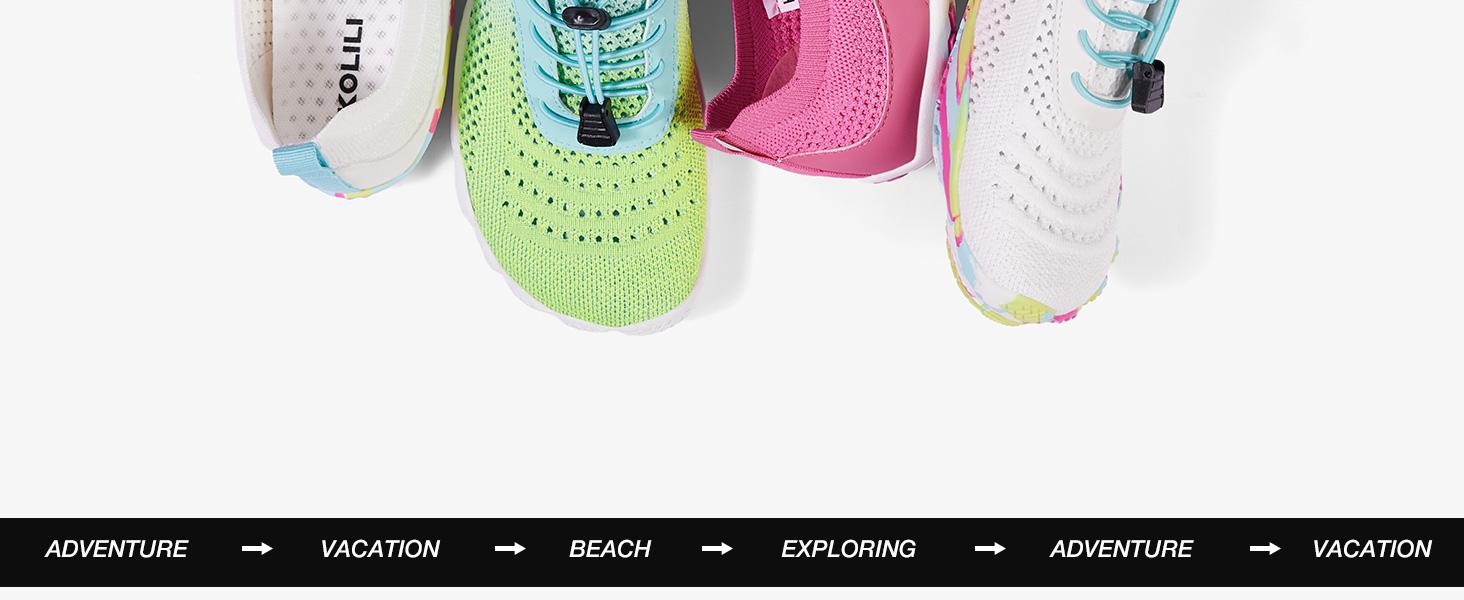 KOLILI Women Watershoes Quick Dry Aqua Shoes Barefoot for Beach Surf Hiking Pool Water Sports