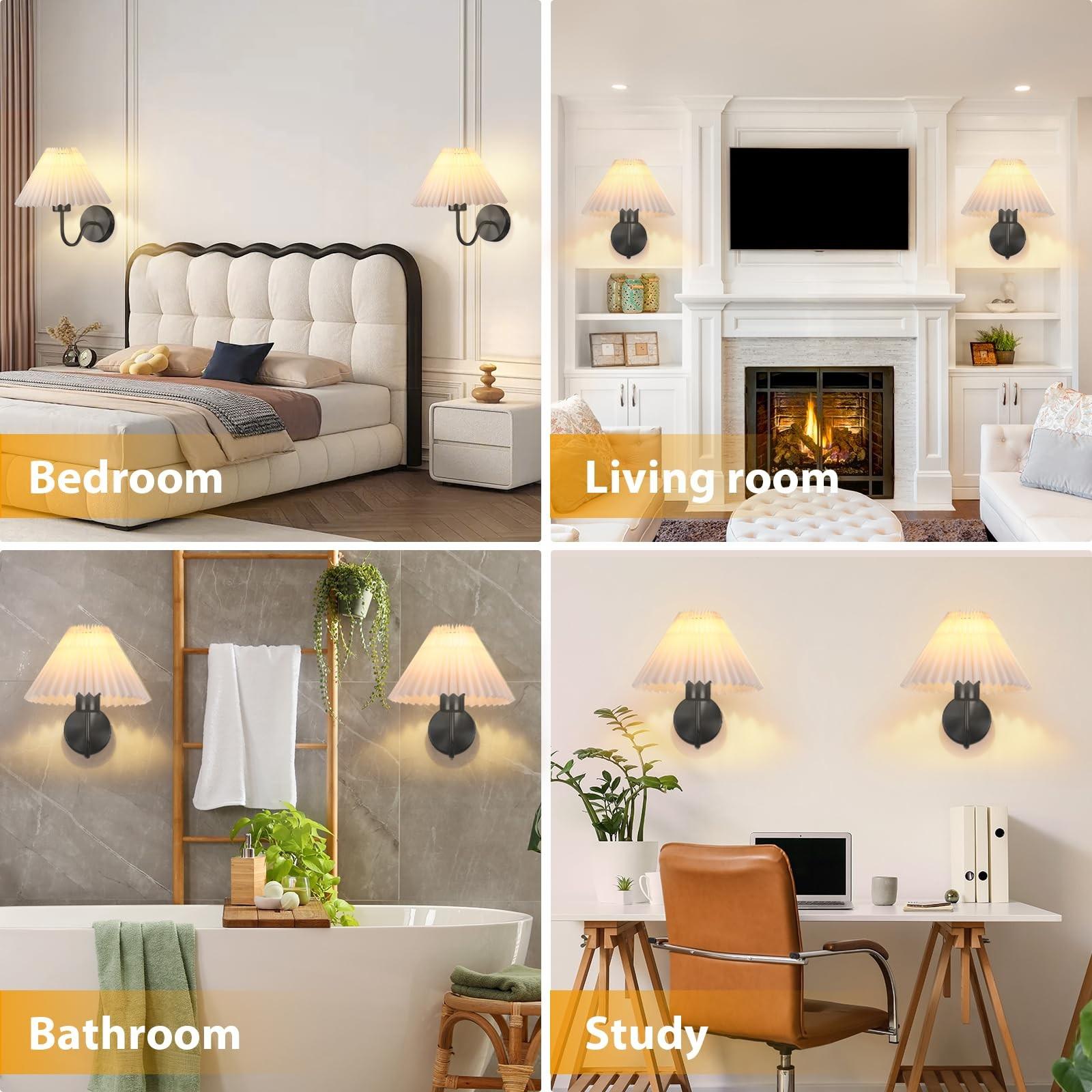 Rechargeable Wall Lamp Set of 2, RGB Detachable Bulb, Adjustable LED Light with Remote, Modern Home Decor for Bedroom & Living Room