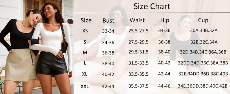 Clearance Sale - Limited Sizes Available** Bodysuits for Women Long Sleeve Body Suits Womens Scoop Neck Bodysuit Double Lined Tops