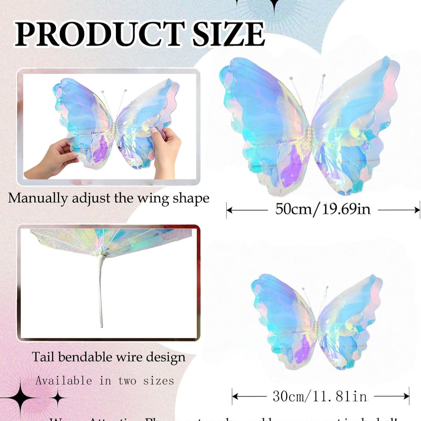 Laser Colorful Butterfly PVC Decoration, Wedding Party Supplies, Outdoor Garden Decor, Stage Background, Photography Props, Boho Wedding Decor