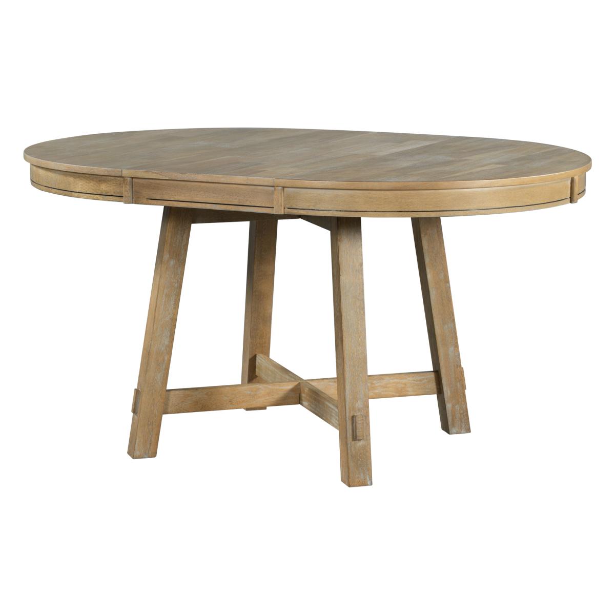 [Fahuac] Farmhouse Round Extendable Dining Table with 16" Leaf – Wood Kitchen Table Expands from 42" to 58", Seats 6, X-Shaped Base, 300 lbs Capacity for Rustic Home