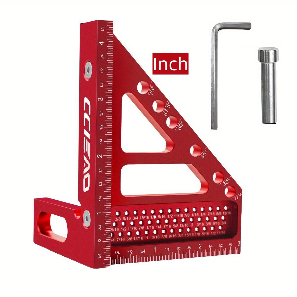 3D Multi Angle Triangle Ruler with Positioning Pin, Metric & Imperial 22.5-90°, Ideal for Woodworking, Construction, DIY Crafts, Woodworking Square Protractor