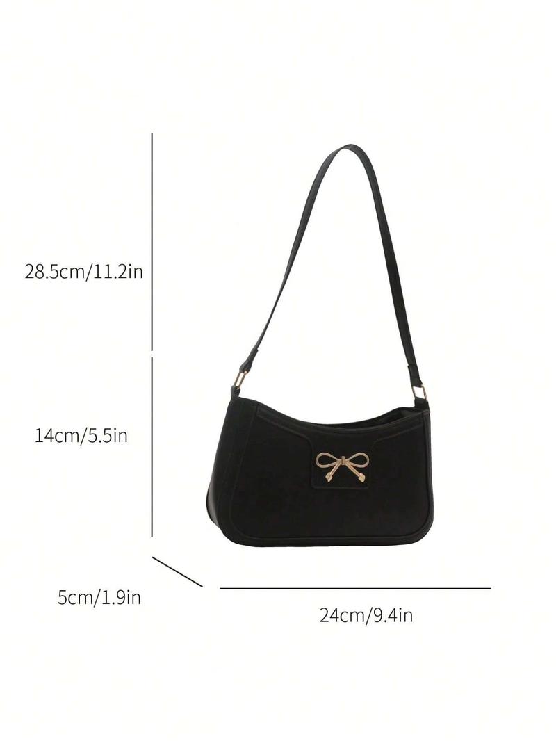 Women's Cute Half-Moon Bow Cherry Shoulder Bag, Fashion Casual Style, Plain Design, Suitable for All Seasons, Elegant Look, Half Moon Purse