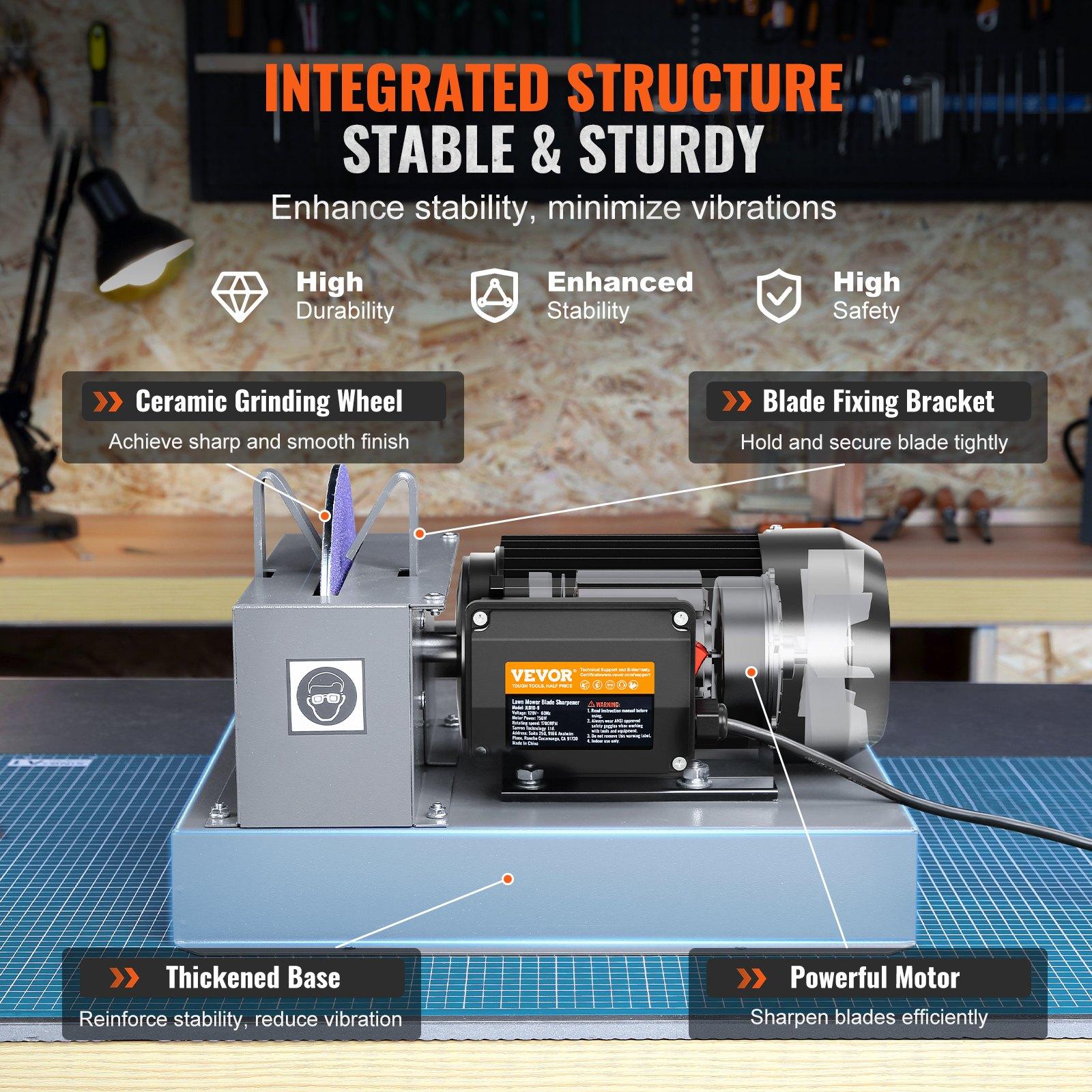 2/3HP 500W & 1HP 750W Lawn Mower Blade Sharpeners, 7/9-inch Ceramic Grinding Wheel, Powerful Bench Sharpening Machines for High/Low Lift, Gator, & Flat Blades