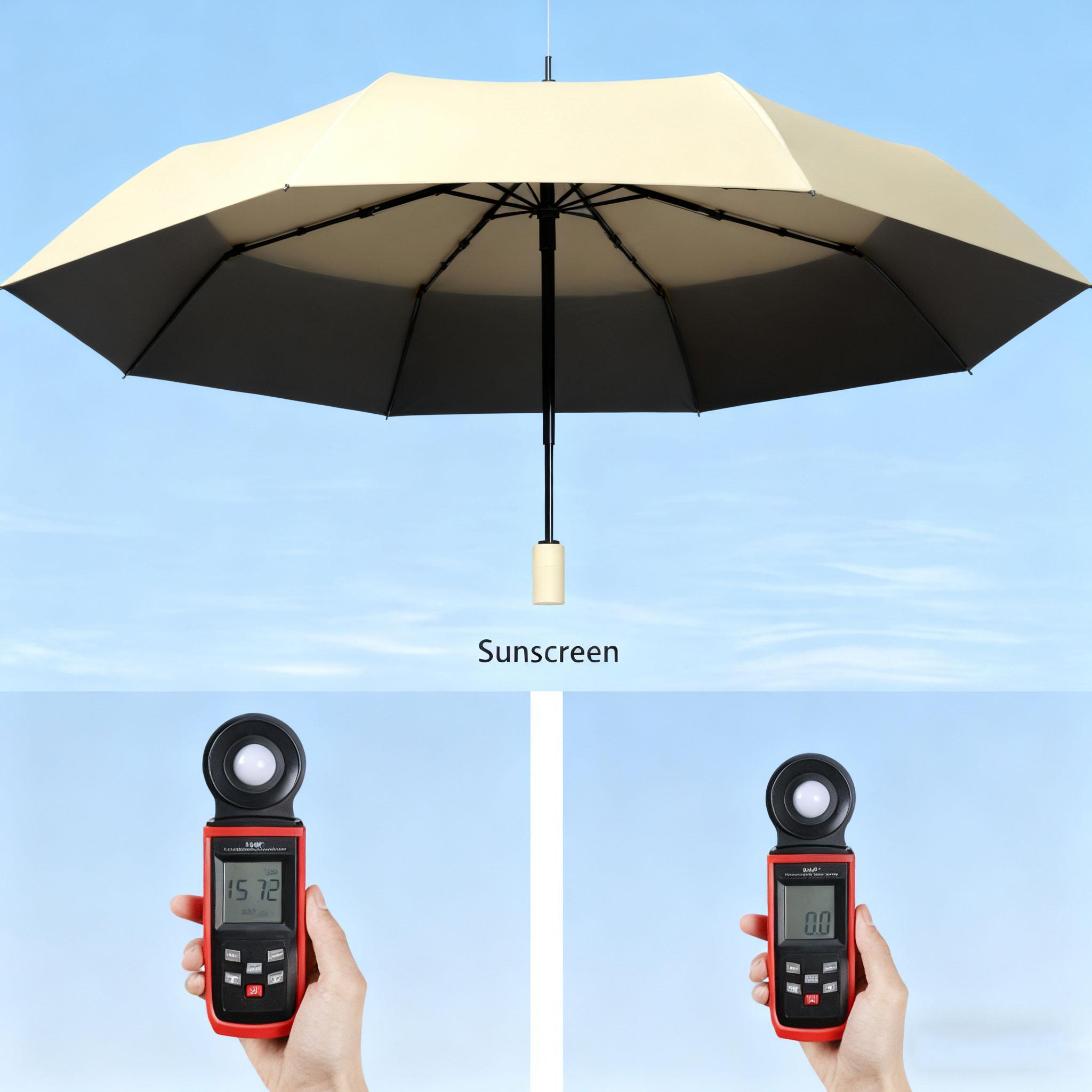 Automatic Folding Umbrella, Auto Open Close UPF 50+ Sun Protection Umbrella, Windproof Frame Sun & Rain Dual Use Compact Portable Umbrella for Commute, Travel & Daily Use