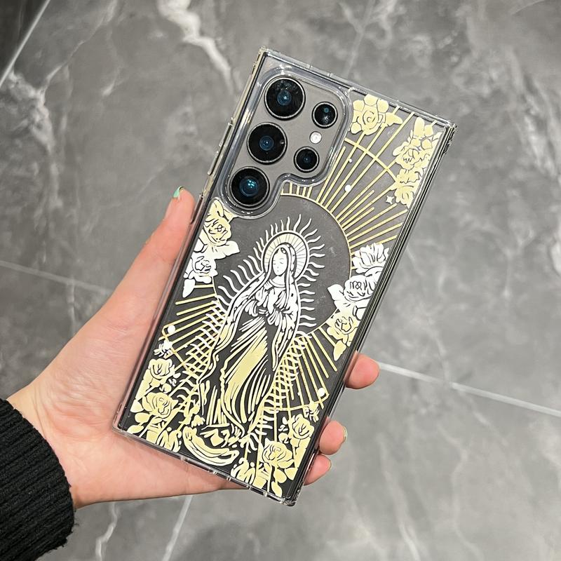 Virgin Mary Pattern Phone Case, All-inclusiveClear Soft TPU Shockproof Cover PhoneAccessories Compatible with  Samsung S24Ultra S23Plus S22Plus S23 S22