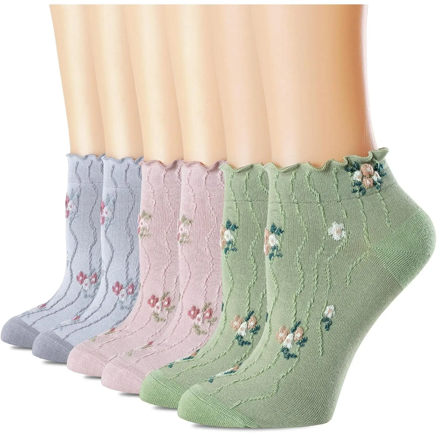 6pairs(pink,cream White,green)