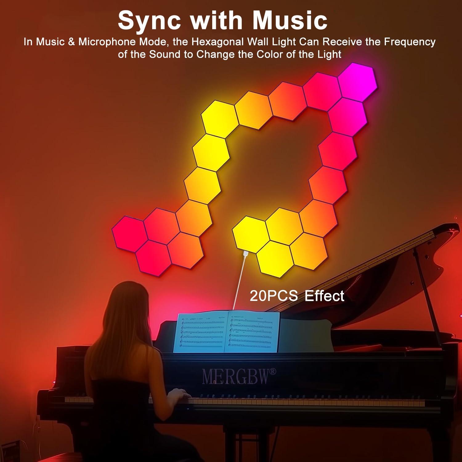 Hexagonal LED Wall Lamp RGB Color Changing APP Control, Modern Indoor Lighting for Bedroom Living Room Decoration Night Light