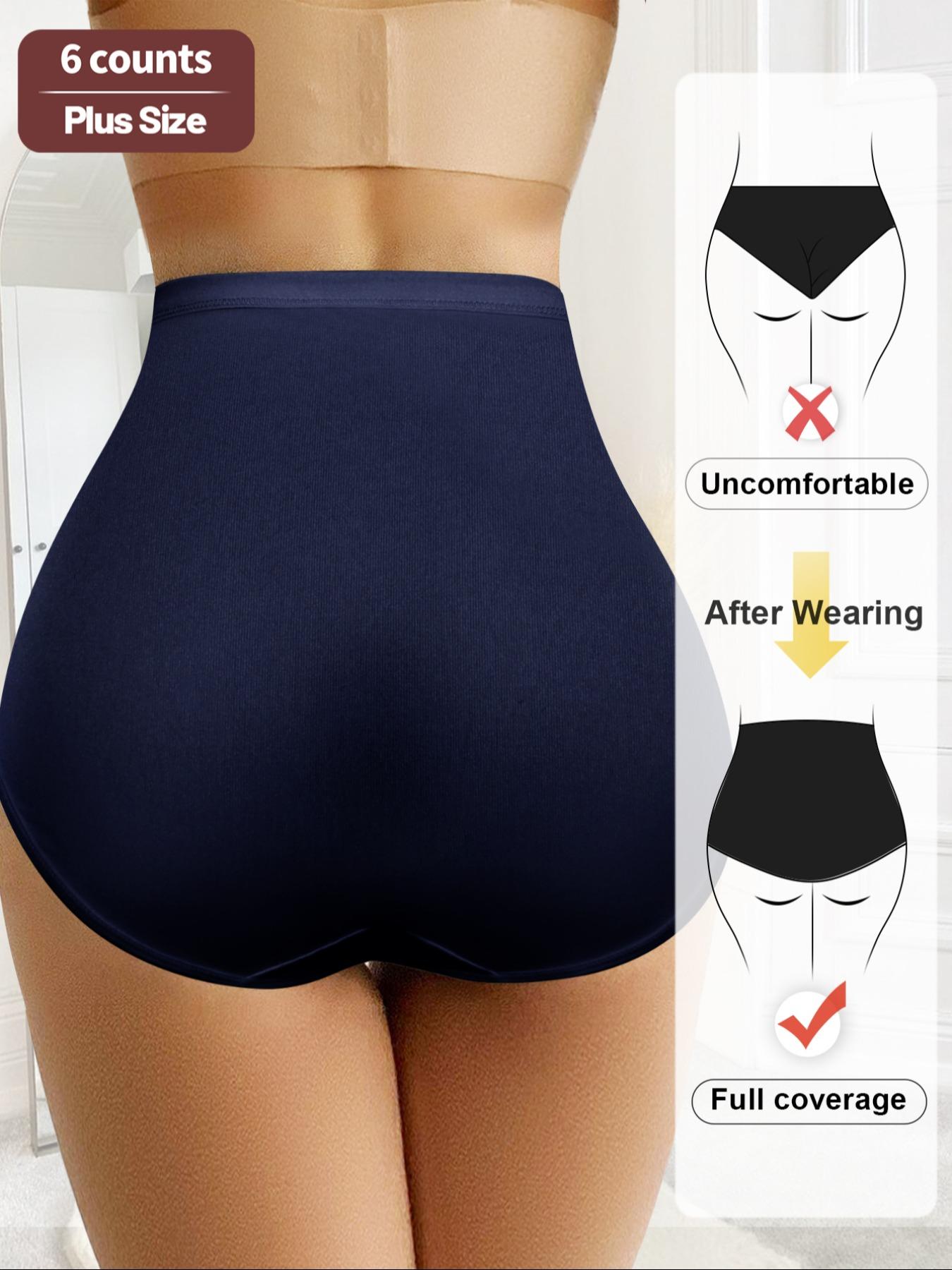 【Plus Size】 Letter Print High Waist Panties, Breathable Comfortable Briefs for Daily Wear, Women's Underwear for All Seasons