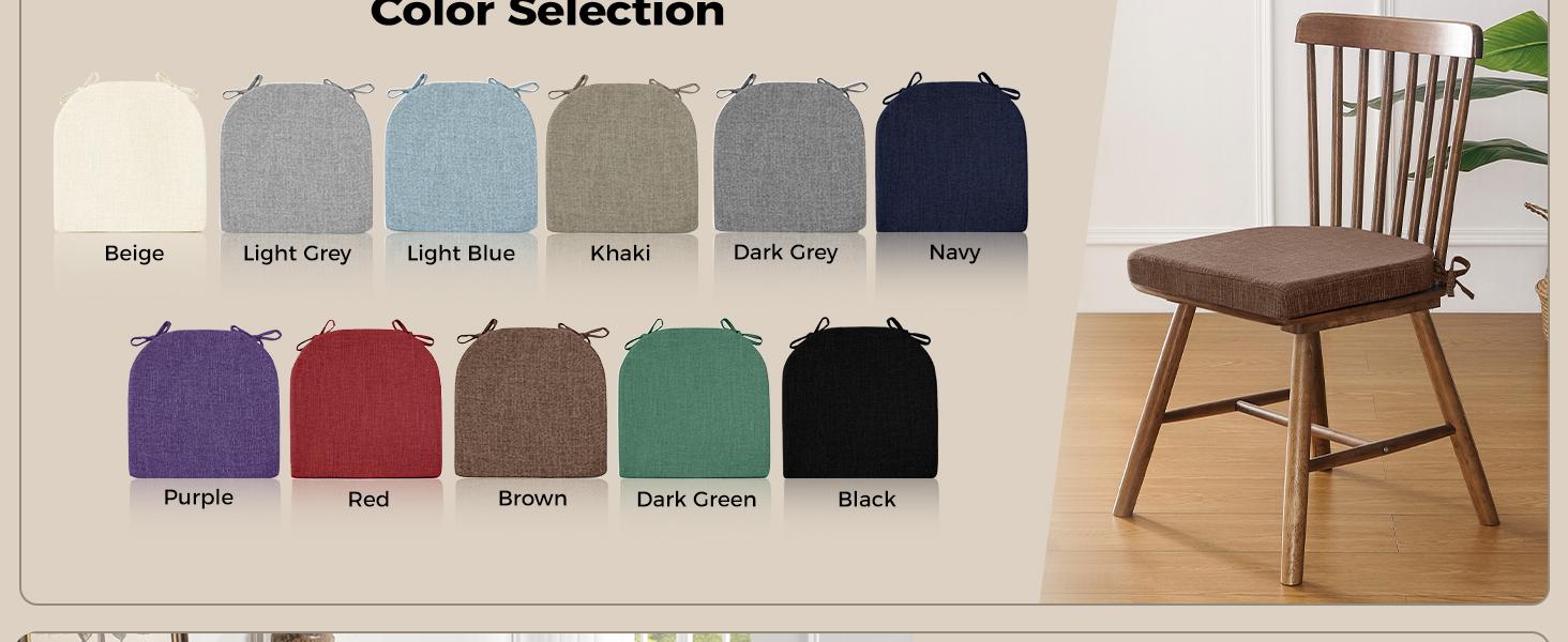 Downluxe Soft Memory Foam Chair Cushions for Dining Chairs, 16"x16"x2" U-Shaped with Ties & Non-Slip Backing, Microfiber Polyester, Christmas Gifts, #TikTokShopBlackFriday