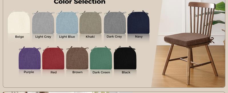 Downluxe Soft Memory Foam Chair Cushions for Dining Chairs, 16"x16"x2" U-Shaped with Ties & Non-Slip Backing, Microfiber Polyester, Christmas Gifts, #TikTokShopBlackFriday