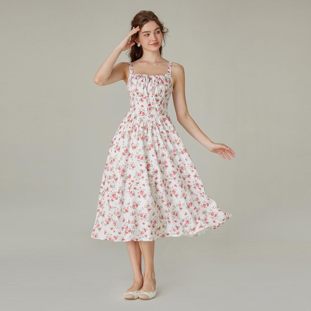 【Valentine's Day Limited】Grace Karin Women's Floral Midi Dress Corset Sundresses 2026 Summer Spring Vacation Milkmaid Dresses