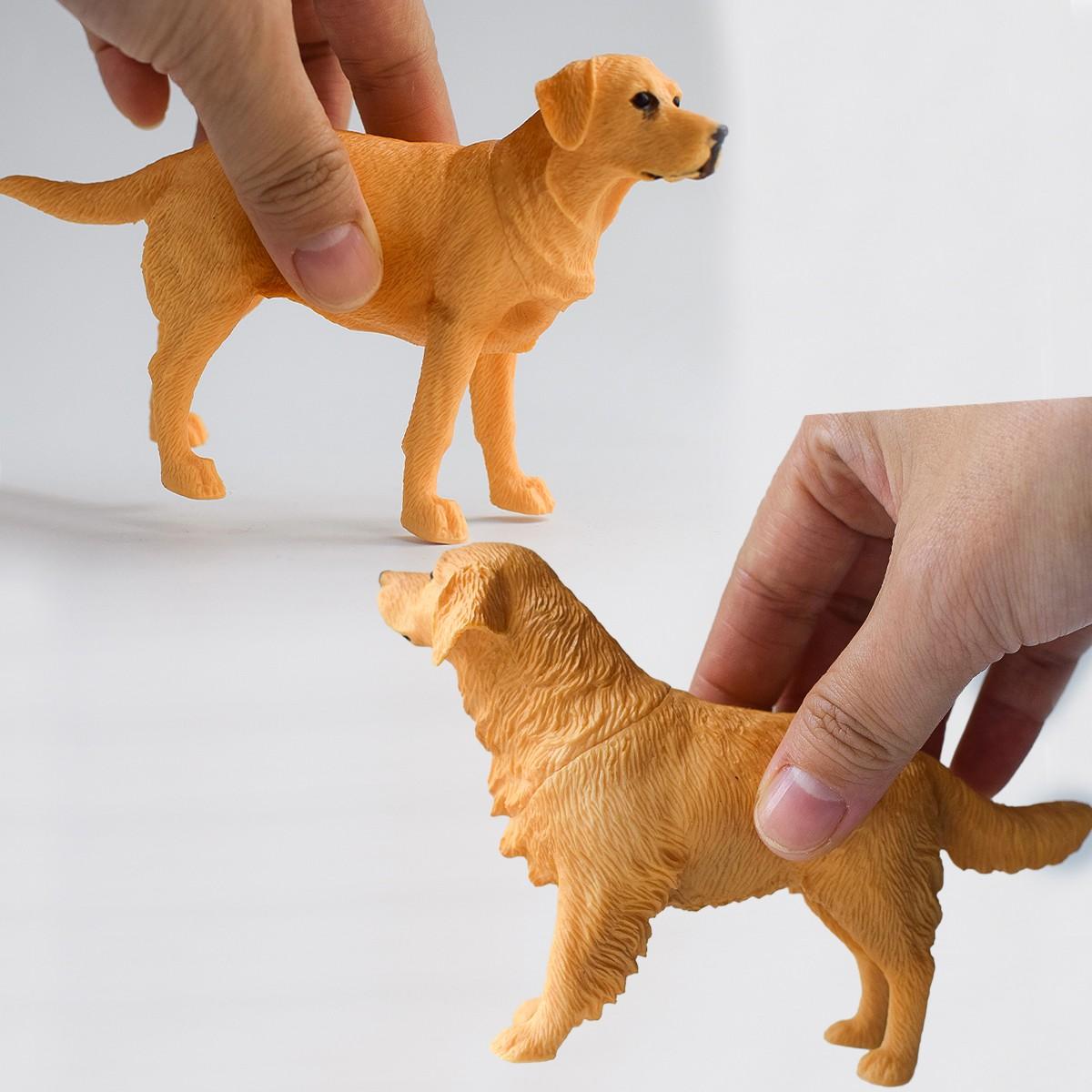 2 PVC Replica Golden Retriever & Labrador Models, Dog Lovers' Decorative Figurines, Perfect for Birthdays, Weddings, Festivals, Still Life Photography