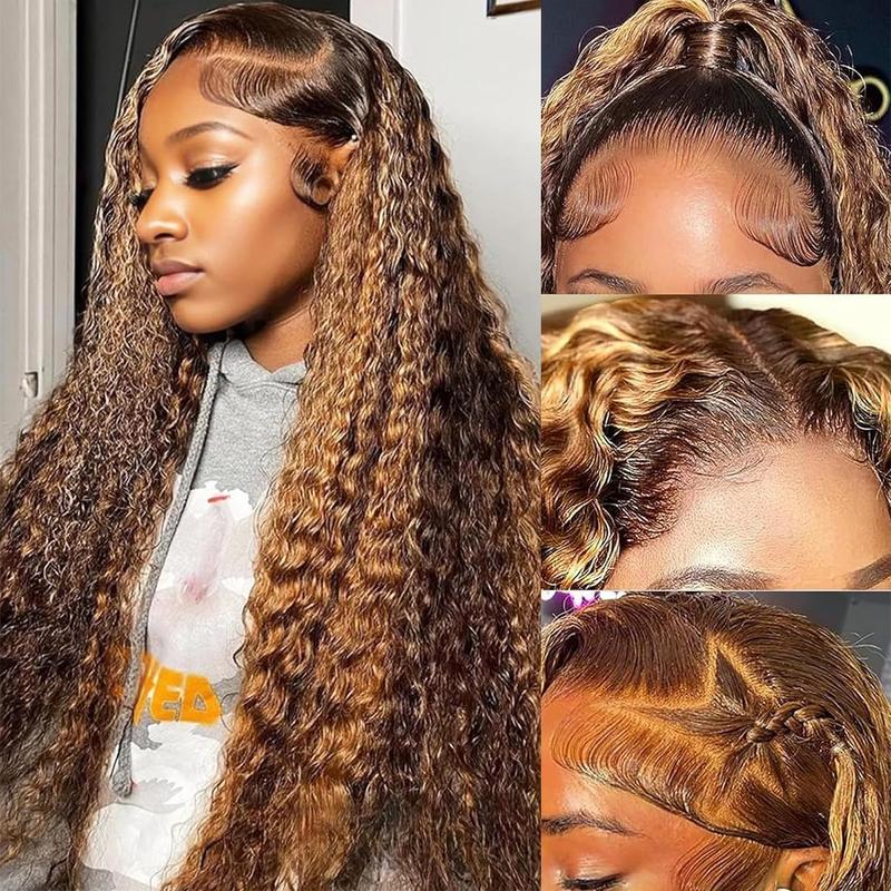 Subella P4/30 Highlight Ombre Deep Wave Lace Front Wigs Human Hair Pre Plucked 180% Density HD Lace Front Wigs with Baby Hair 13X4 Deep Wavy Lace Frontal Wigs for Women