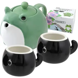 Frog Teapot & Cup Set, Japanese Tea Service with Filter & Gift Box (30 oz Teapot, 2 5 oz Cups)