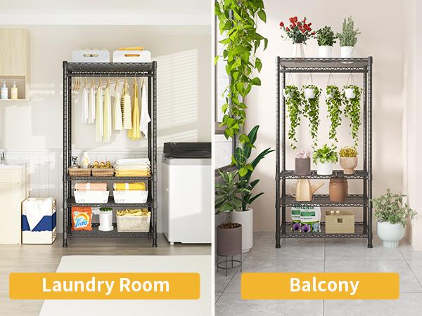 Ulif H2 Heavy Duty Clothes Rack, Freestanding 4 Tiers Garment Rack for Hanging Clothes with Shelves and Hangers, Closet Organizers and Storage Metal Closet Wardrobe System, Max Load 500 LBS Black Hangable