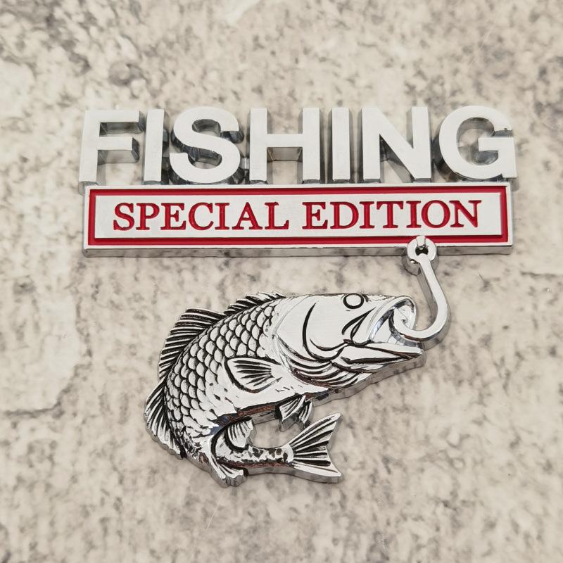 FISHING Car Sticker Personalized 3D Metal Fish Body - TikTok Shop