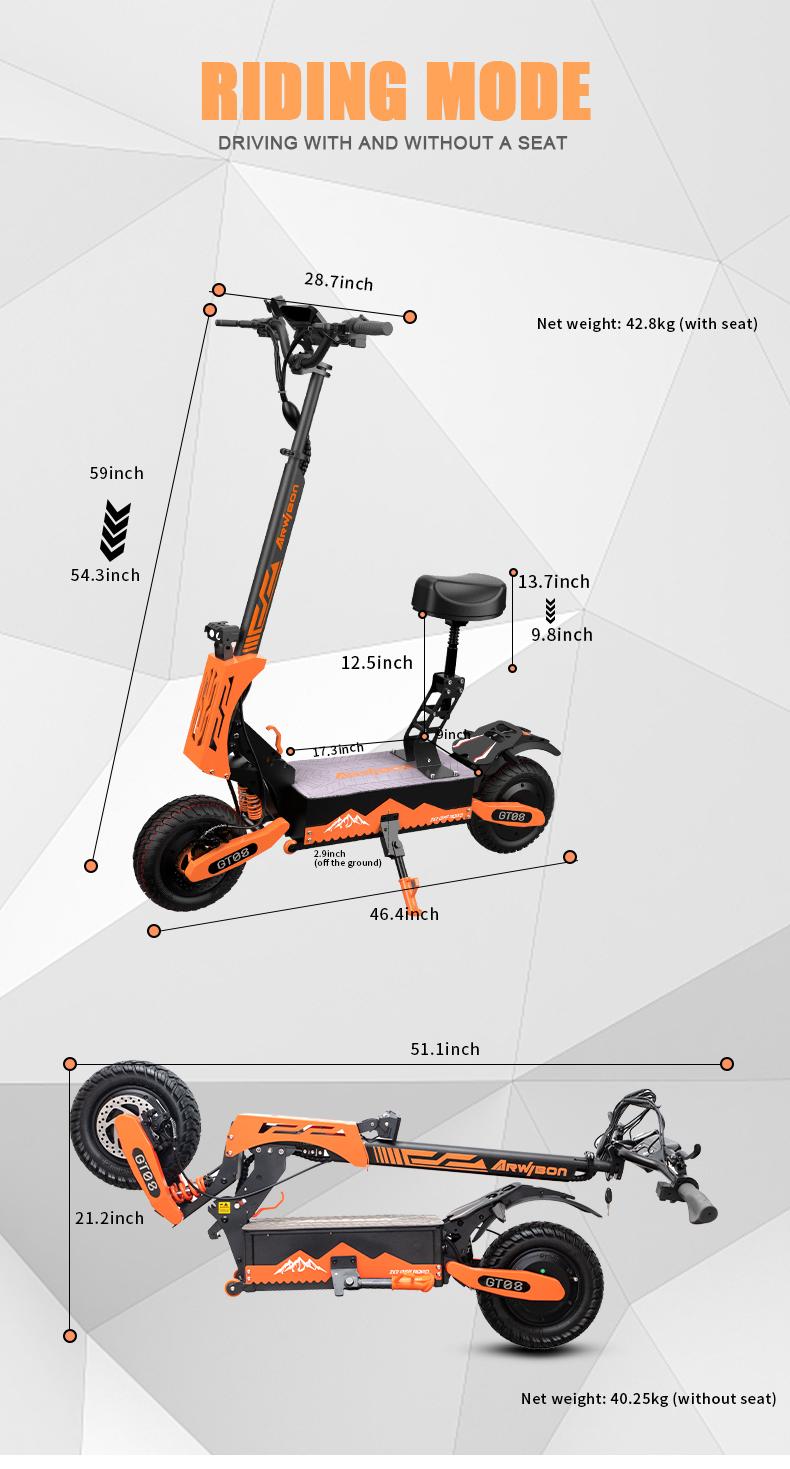46 MPH Electric Scooters for Adults,11'' Off-Road Tires 5600W Dual Motor E-Scooter With Adjustable Seat,60V27AH Removable Battery Shock Absorbers Electric Scooter