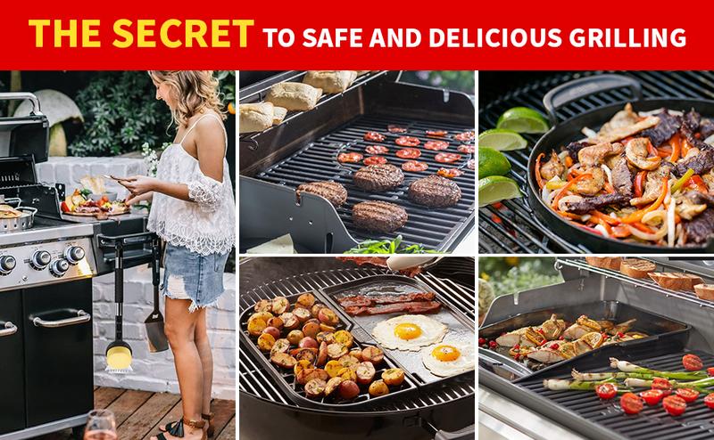 BBQ Grill Brush Bristle Free for Outdoor Grill, Grill Accessories with Sponge Replaceable Grill Brush Head, Steam Grate Cleaner,BBQ Cleaning Brush,Grill Brush Set, Bristle Free Grill Brush and Scraper Utensils