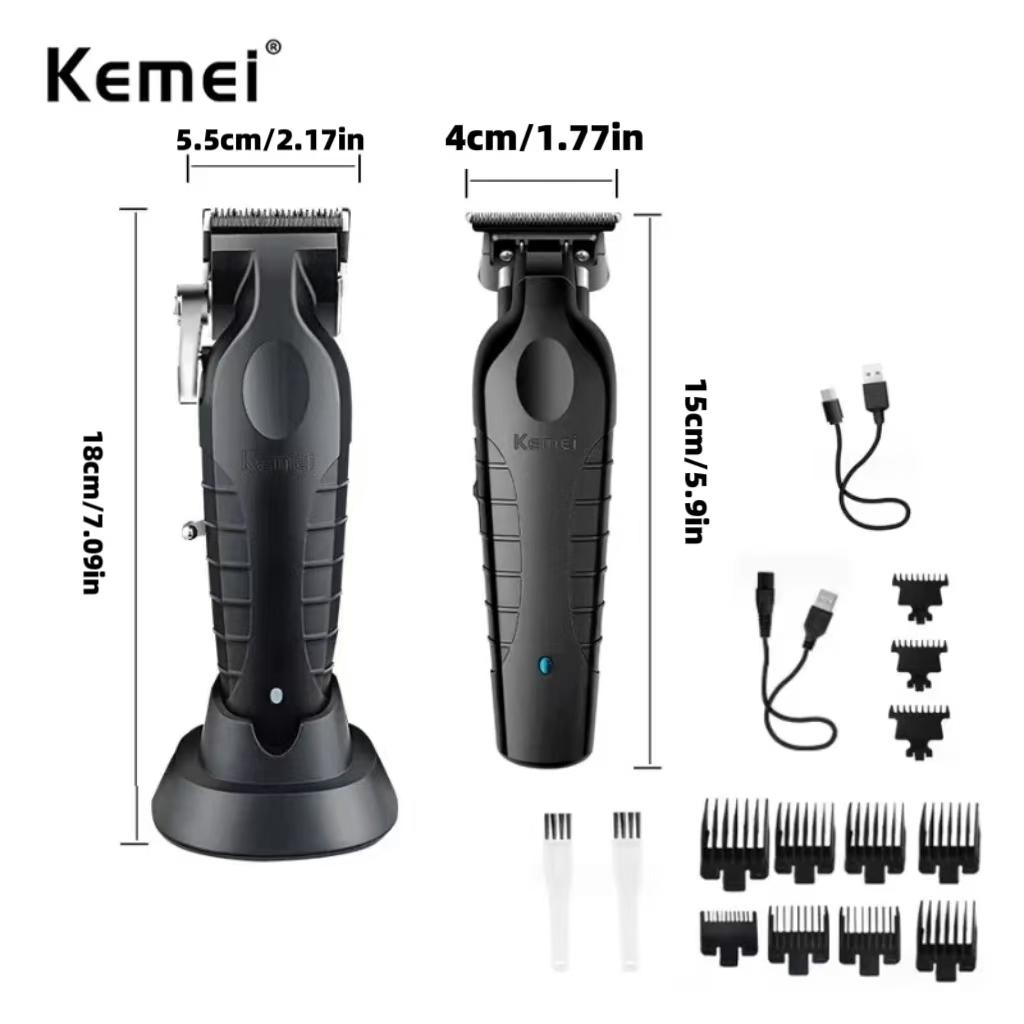 Professional Electric Hair Clipper for Barbers and Stylists, USB Rechargeable, Adjustable Blade Guard, Ideal Gift for Men Km-2296 Km-2299