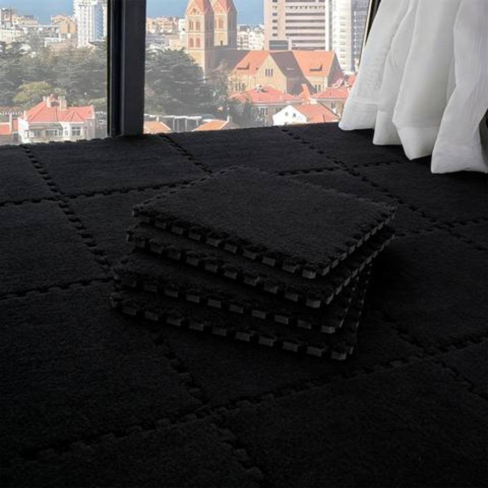 12 pieces, thickened spliced carpet for bedroom and living room, bedside rug for room, warm spliced floor mat, washable, soft and anti-fall, 11.8*11.8 inches