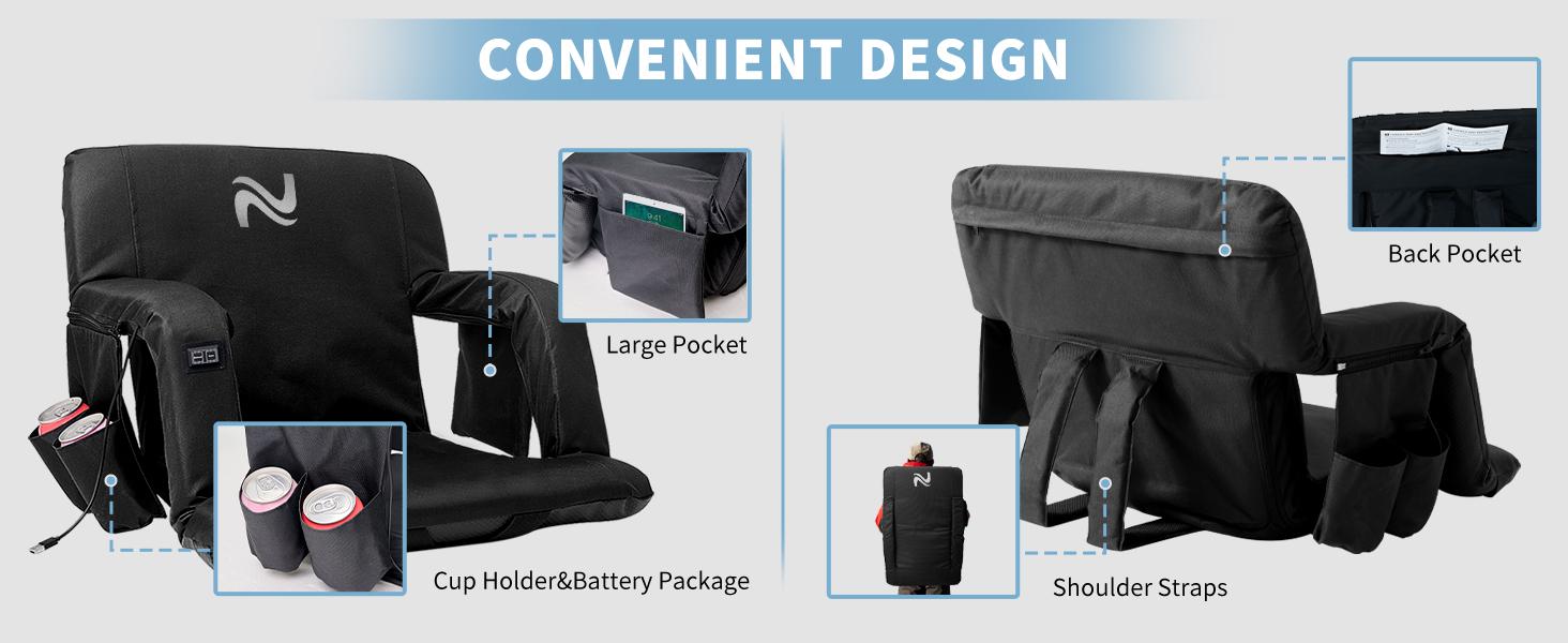 Lilypelle Heated Stadium Seats Bleacher Seat with Back Support & Arm Armrest, Portable 6 Reclinng Positions Stadium Chair for Sports Events, Outdoors(Power Bank is Not Included) Lilypelle Heated Stadium Seats Bleacher Seat with Back Support & Arm Armrest, Portable 6 Reclinng Positions Stadium Chair for Sports Events, Outdoors(Power Bank is Not Included)