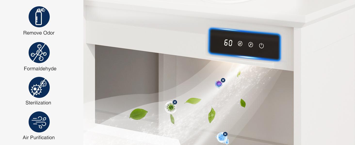 Vabches Trash Cabinet, Tilt Out Trash Cabinet w/Negative ion and deodorizing Function, Free Standing 10 Gallon Recycling Trash Can Cabinet for Kitchen Living Room