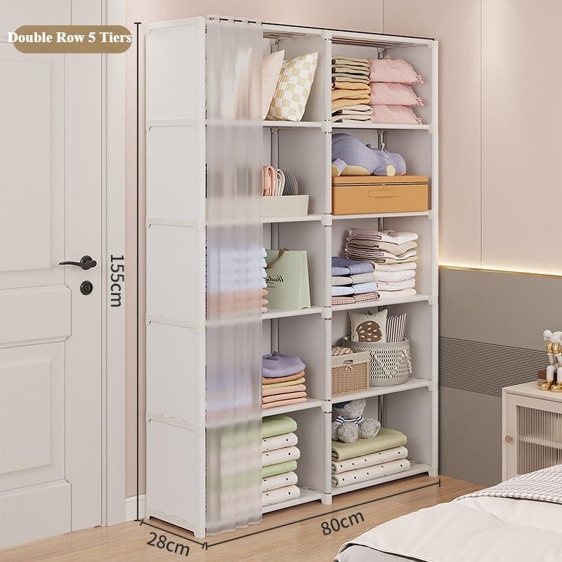 Dustproof Portable Closet, Easy Assembly Clothes Storage Organizer, Multi-layer Wardrobe for Bedroom