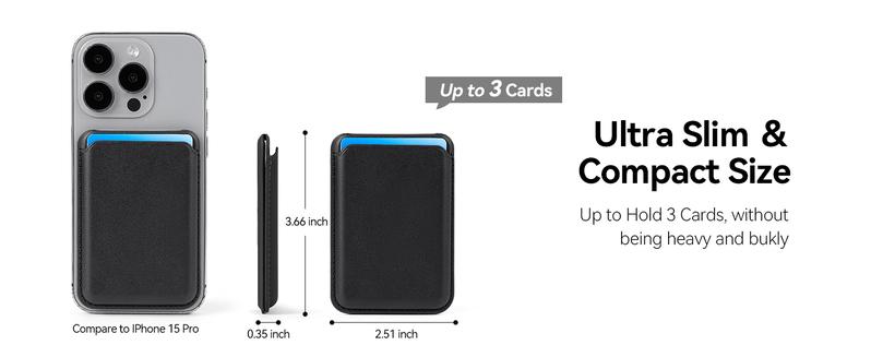 Mag Safe Wallet with Stand Magnetic Wallet for Phone Leather Magsafe Card Holder Compatible with iPhone 16/15/14/13/12 series and MagSafe cases, 1 Slot Fit 3 Cards magsafe wallet card holder