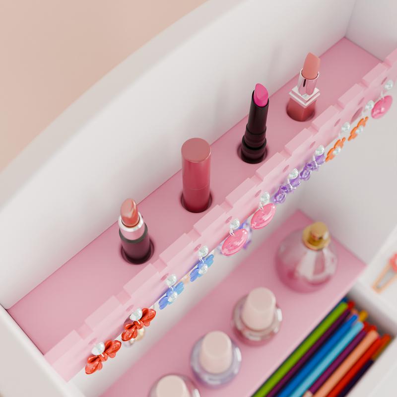 Kids Vanity Table and Chair Set – Princess Girls Vanity Set with Mirror, Lights, Jewelry Storage, and Cushioned Stool, Toddler Makeup Vanity for Little Girls