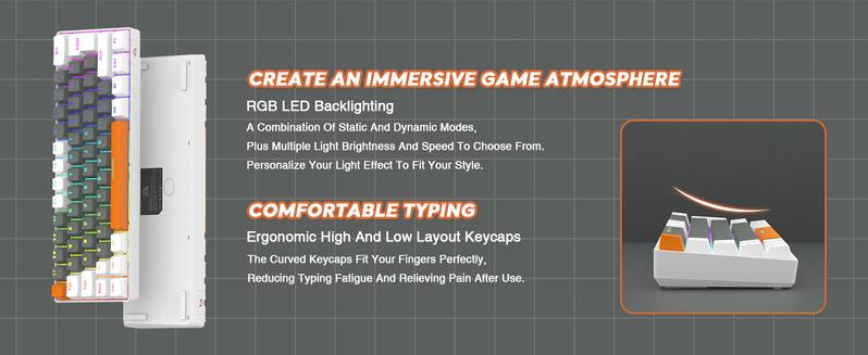 ZIYOU LANG T60 Wired Rainbow Backlit Mechanical Gaming Keybaord and Mouse Combo, 62 Keys Mini Portable Keyboard, 6400 DPI RGB Homeycomb Mouse, with Coiled Aviator C Cable for PS4/PC/WIN Gamer