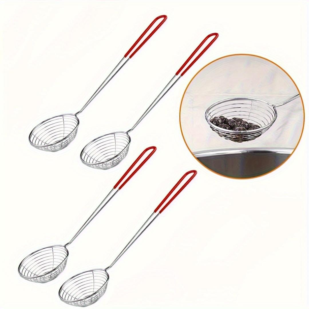 Small Stainless Steel Filter Spoon Set, Small Wire Separator Strainer with Handle, Handle Kitchen Utensils, 2 Piece