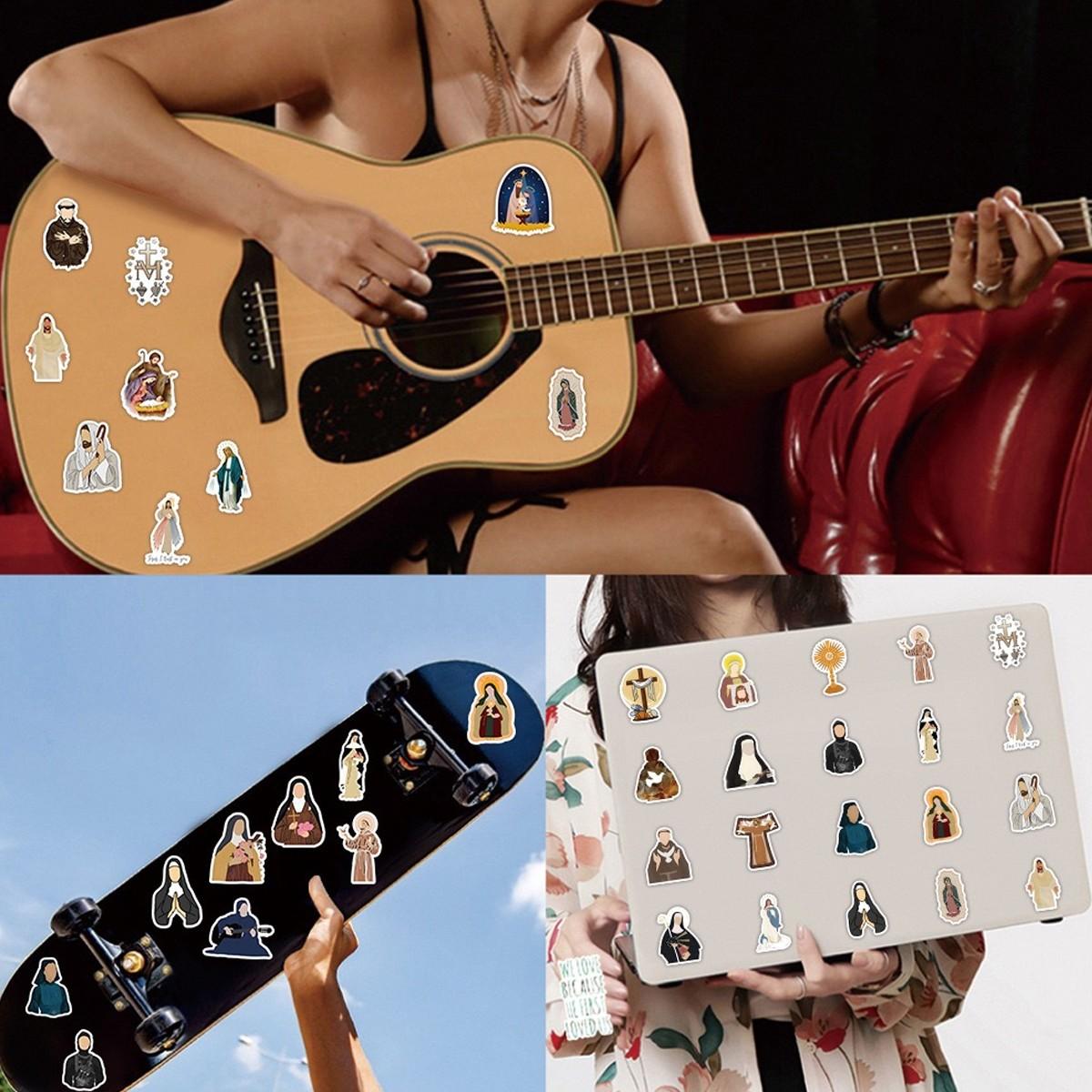 1Pc 50PCS Vintage Monk Stickers Aesthetic Religious Art Vinyl Waterproof Decals Funny Unique Graffiti Sticker Pack for Laptop Water Bottle Phone Case Skateboard Helmet Scrapbook DIY Decor Gift Spring Summer Party Supplies