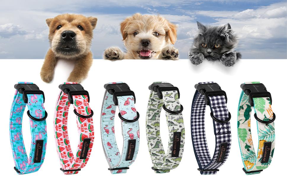 ARING PET Dinosaur Dog Collar-Cute Dog Collar for Small Dogs, Adjustable Comfortable Cotton Boy Dog Collars for Small Medium Large Dogs, Small