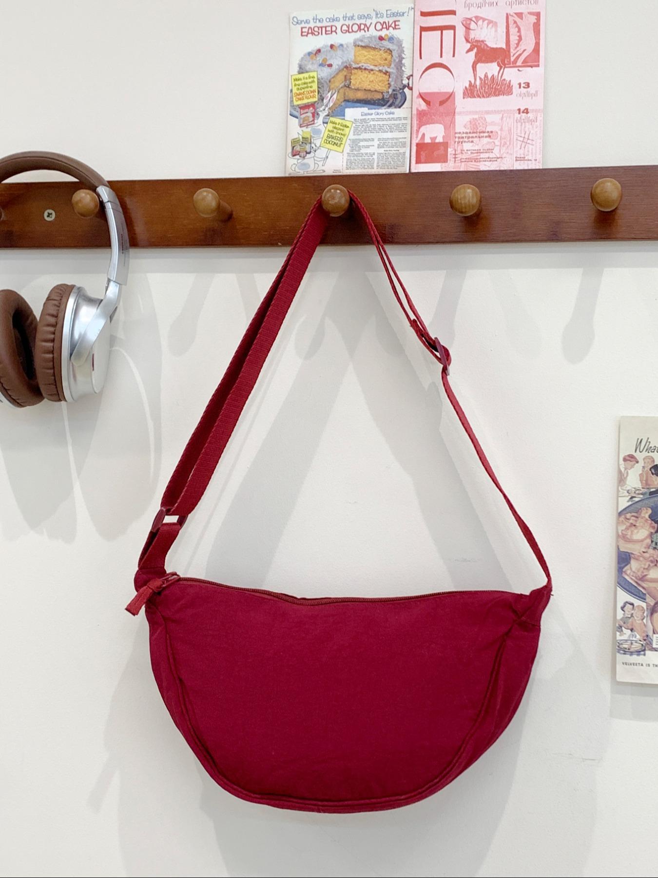 Smart Moon Shape Bag, Adjustable Shoulder Strap Mini Bag, Lightweight Waterproof Nylon Material, Zipper Closure, Casual Crossbody Bag for Everyday Use